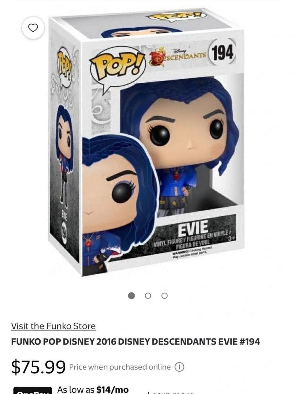 Funko Pop! Evie Vinyl Figure - Blue, Black, Gold